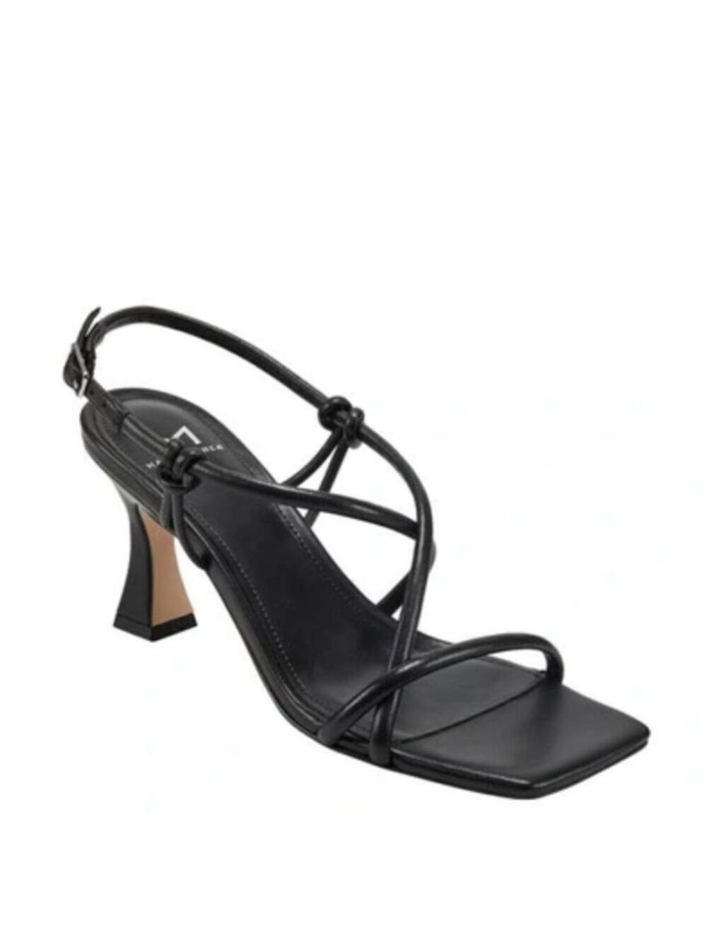 Marc Fisher Dayne Slingback Heeled Leather Sandal in Black - NWT